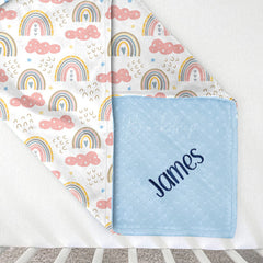 Lofaris Colorful Rainbow Pink Clouds Minky Baby Blanket