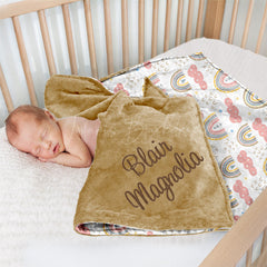 Lofaris Colorful Rainbow Pink Clouds Minky Baby Blanket