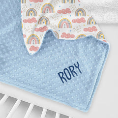 Lofaris Colorful Rainbow Pink Clouds Minky Baby Blanket