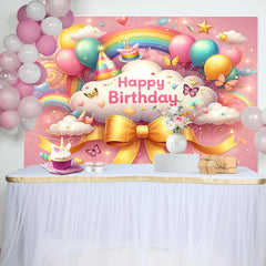 Lofaris Colorful Rainbow Wonderland Sparkle Birthday Backdrop