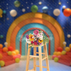 Lofaris Colorful Rainbow Wonderland Star Cake Smash Backdrop