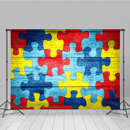 Lofaris Colorful Retro Puzzles Autism Awareness Backdrop
