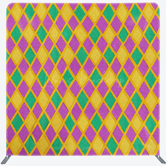 Lofaris Colorful Rhombus Mardi Gras Party Pillow Case Backdrop