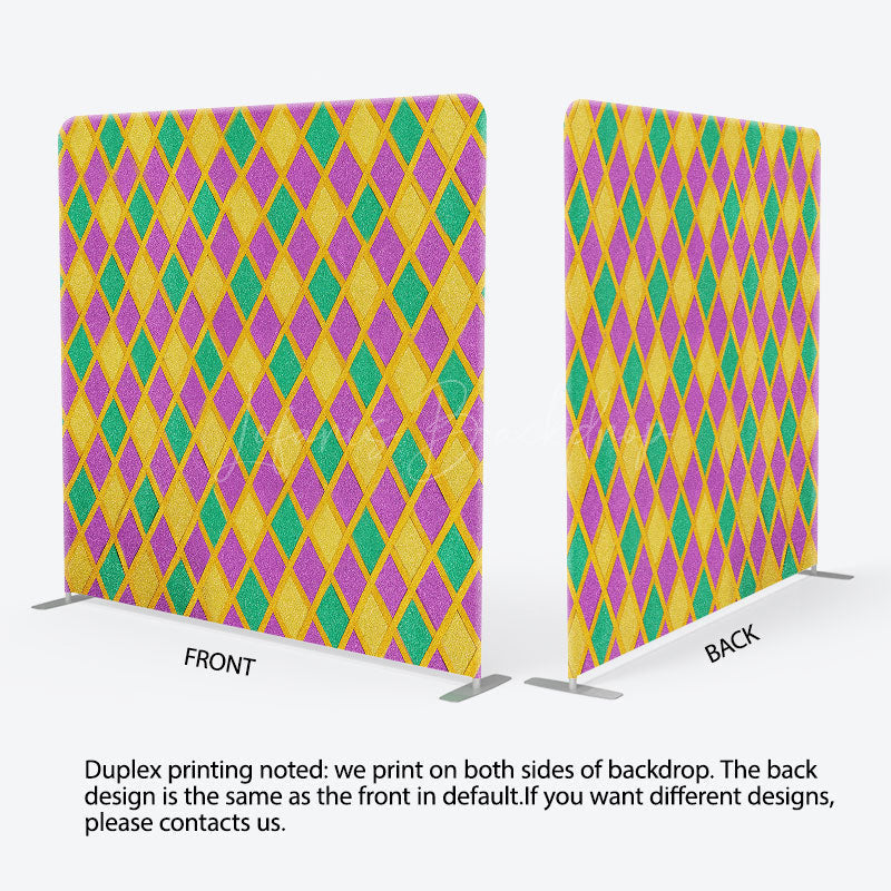 Lofaris Colorful Rhombus Mardi Gras Party Pillow Case Backdrop