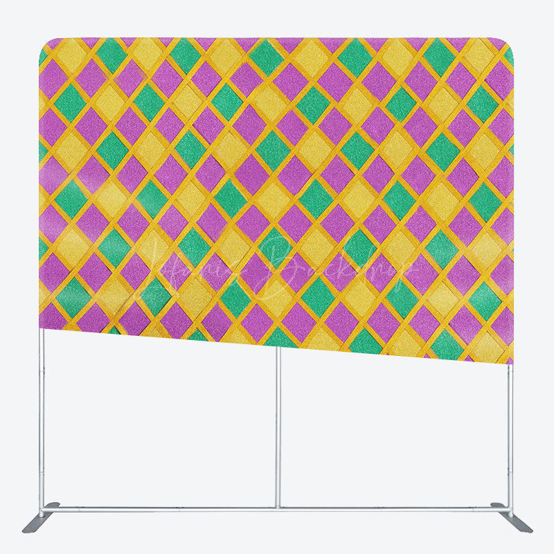 Lofaris Colorful Rhombus Mardi Gras Party Pillow Case Backdrop
