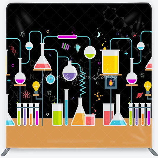 Lofaris Colorful Science Lab Chemistry Experiment Square Double-Sided Backdrop Fun Party and Photo Booth Decor