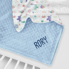 Lofaris Colorful Sea Creatures Stripe Minky Baby Blanket