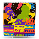 Lofaris Colorful Silhouette Positive Words Shower Curtain