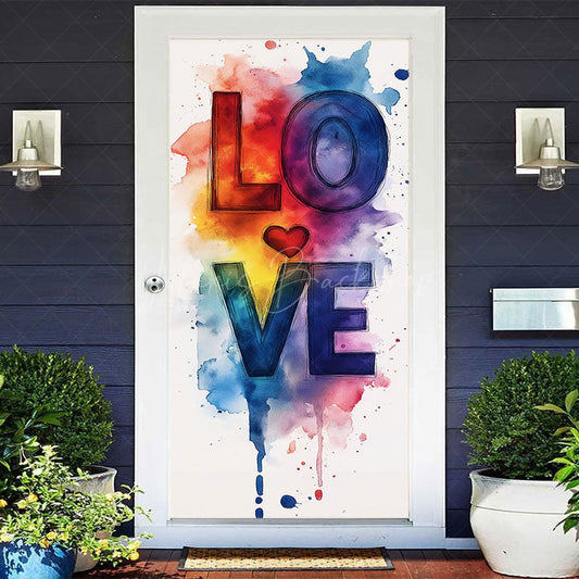 Lofaris Colorful Smudged Paint Heart Love Party Door Cover