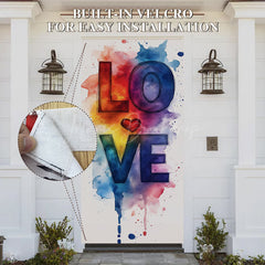 Lofaris Colorful Smudged Paint Heart Love Party Door Cover