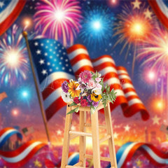 Lofaris Colorful Sparkle Usa Flag Independence Day Backdrop