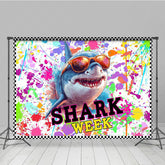 Lofaris Colorful Splashing Graffiti Shark Week Party Backdrop