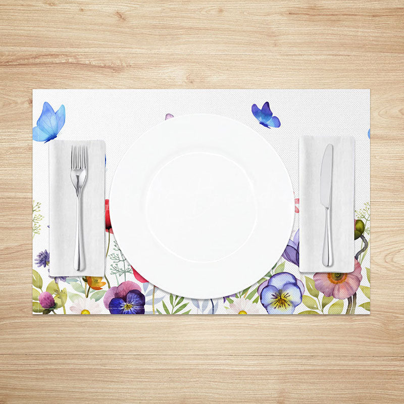 Lofaris Colorful Spring Floral and Butterfly Placemats Set of 4 for Easter Garden Party Dining Table