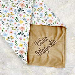 Lofaris Colorful Spring Floral Leaves Minky Baby Blanket