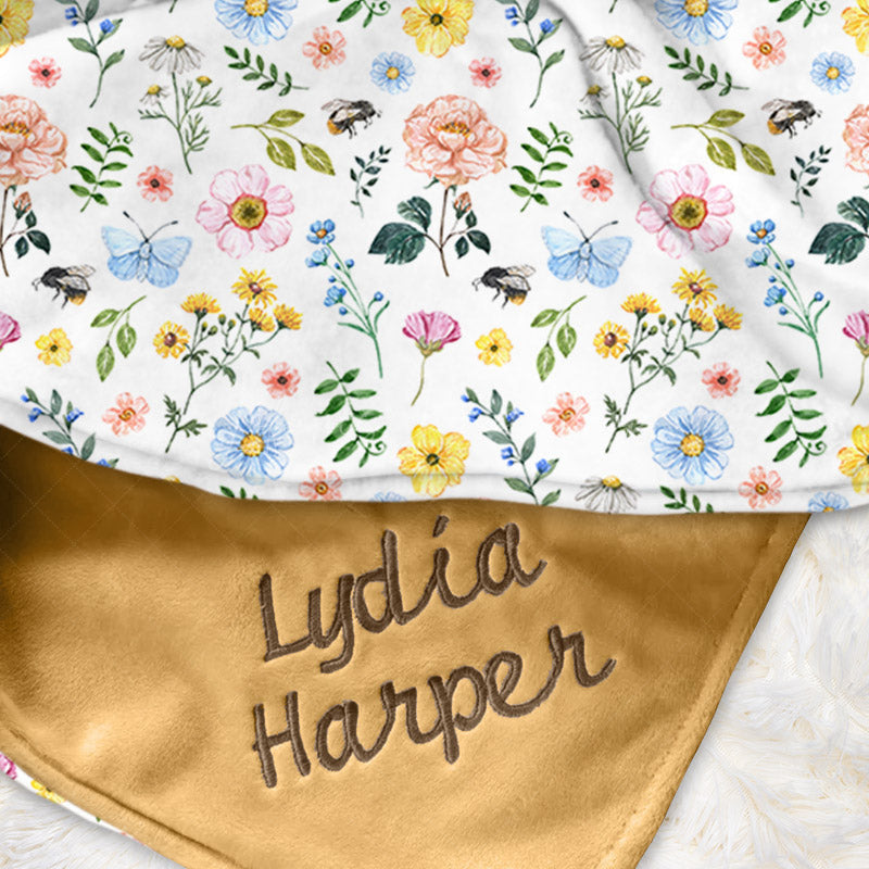 Lofaris Colorful Spring Floral Leaves Minky Baby Blanket