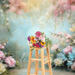 Lofaris Colorful Spring Pastel Florals Photography Backdrop