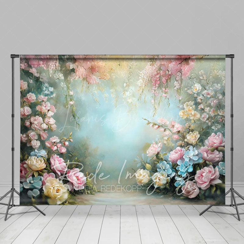 Lofaris Colorful Spring Pastel Florals Photography Backdrop