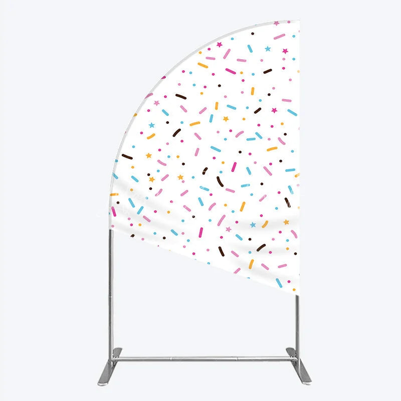 Lofaris Colorful Sprinkles Half Moon Arch Backdrop White Confetti Donut Sweet Party Decor