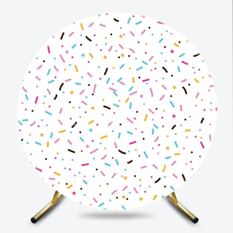 Lofaris Colorful Sprinkles Round Backdrop Donut Grow Up Party Ice Cream Sweet Shoppe Birthday Photo Prop