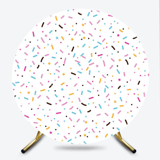 Lofaris Colorful Sprinkles Round Backdrop Donut Grow Up Party Ice Cream Sweet Shoppe Birthday Photo Prop