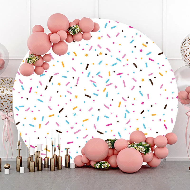 Lofaris Colorful Sprinkles Round Backdrop Donut Grow Up Party Ice Cream Sweet Shoppe Birthday Photo Prop
