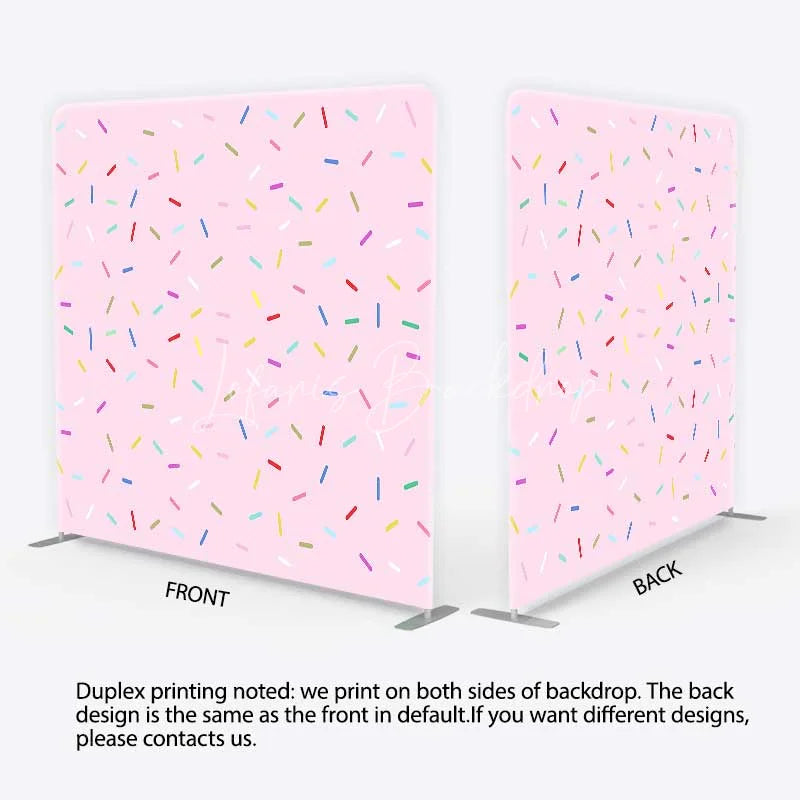 Lofaris Colorful Sprinkles Tension Fabric Backdrop Pink Sweet One Birthday and Cake Smash Party Decoration