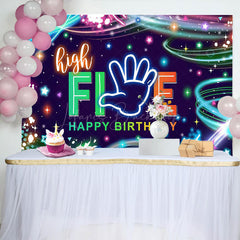 Lofaris Colorful Starry High Five Happy Birthday Backdrop