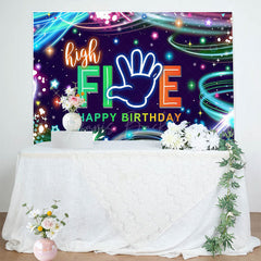 Lofaris Colorful Starry High Five Happy Birthday Backdrop