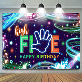 Lofaris Colorful Starry High Five Happy Birthday Backdrop