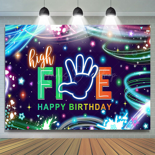 Lofaris Colorful Starry High Five Happy Birthday Backdrop