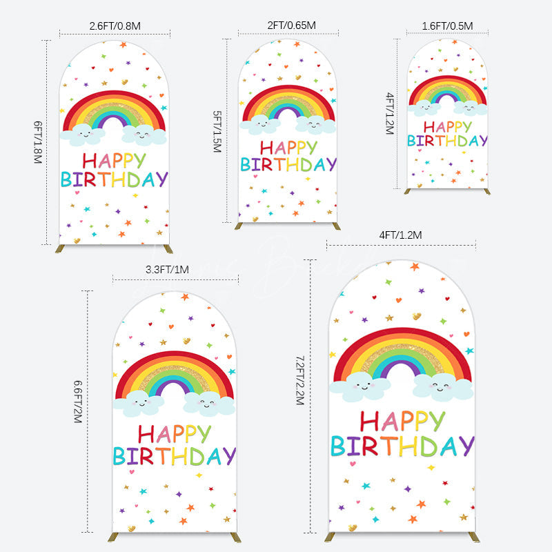 Lofaris Colorful Stars Rainbow Cloud Birthday Arch Backdrop
