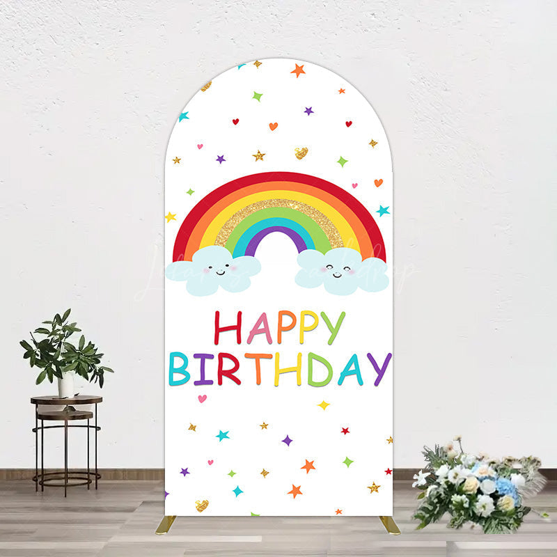 Lofaris Colorful Stars Rainbow Cloud Birthday Arch Backdrop