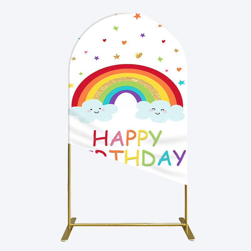 Lofaris Colorful Stars Rainbow Cloud Birthday Arch Backdrop
