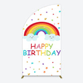 Lofaris Colorful Stars Rainbow Cloud Birthday Half Moon Arch Backdrop