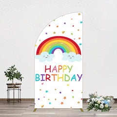 Lofaris Colorful Stars Rainbow Cloud Birthday Half Moon Arch Backdrop