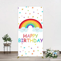 Lofaris Colorful Stars Rainbow Cloud Birthday Rectangle Backdrop