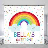 Lofaris Colorful Stars Rainbow Sweet One Custom Name Backdrop
