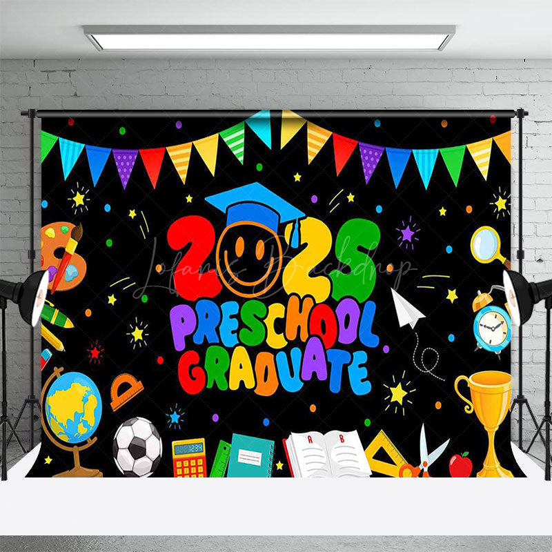 Lofaris Colorful Stationary 2025 Preschool Graduate Backdrop