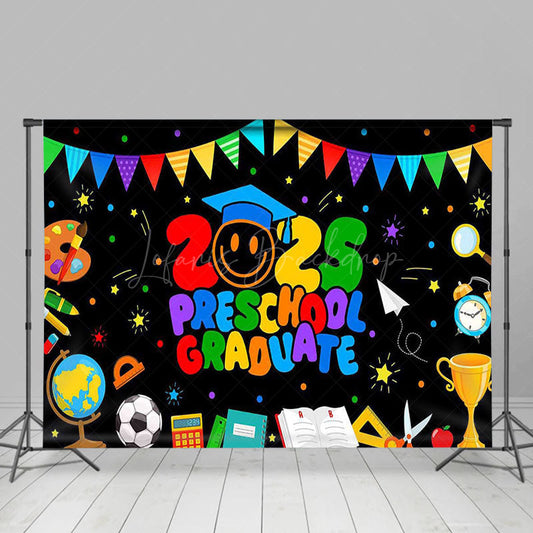 Lofaris Colorful Stationary 2025 Preschool Graduate Backdrop