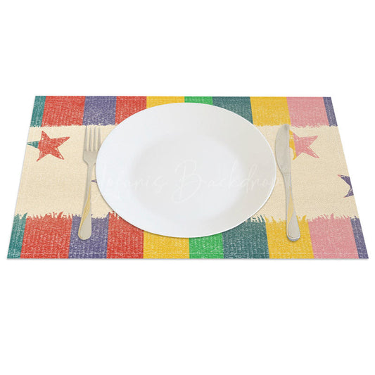 Lofaris Colorful Stripes And Star Party Set of 4 Placemats