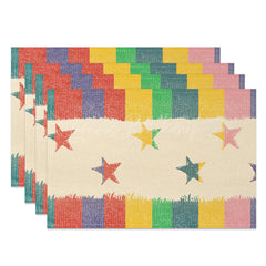 Lofaris Colorful Stripes And Star Party Set of 4 Placemats