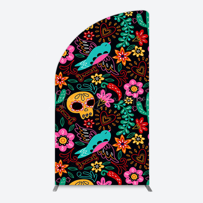 Lofaris Colorful Sugar Skulls Day Of The Dead Arch Backdrop