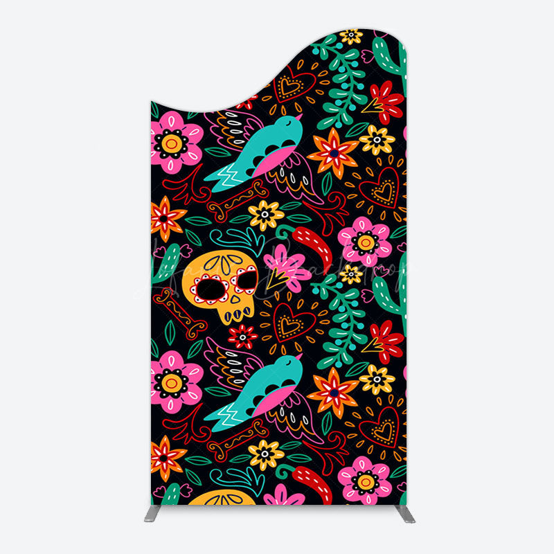 Lofaris Colorful Sugar Skulls Day Of The Dead Arch Backdrop