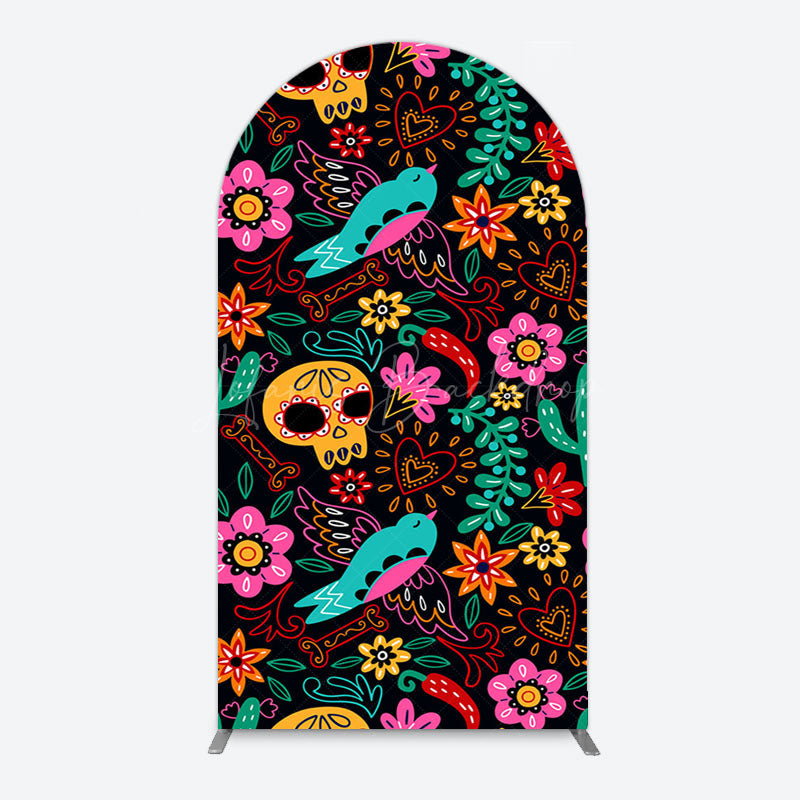 Lofaris Colorful Sugar Skulls Day Of The Dead Arch Backdrop
