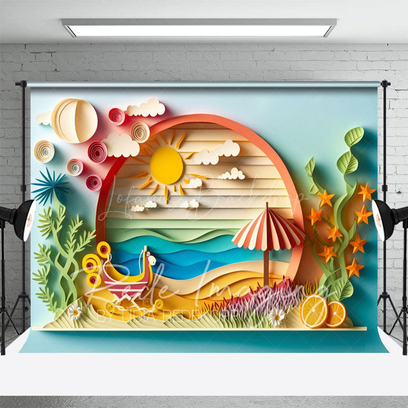 Lofaris Colorful Summer Fun Seaside Scenery Photo Backdrop