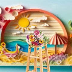 Lofaris Colorful Summer Fun Seaside Scenery Photo Backdrop