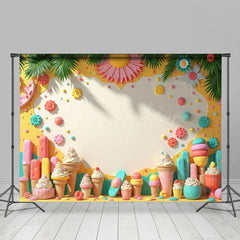 Lofaris Colorful Summer Ice Cream Plant Wall Photo Backdrop