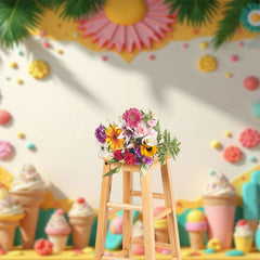 Lofaris Colorful Summer Ice Cream Plant Wall Photo Backdrop