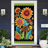 Lofaris Colorful Sunflower Green Black Spring Door Cover