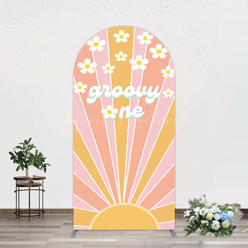 Lofaris Colorful Sunlight Floral Groovy One Arch Backdrop